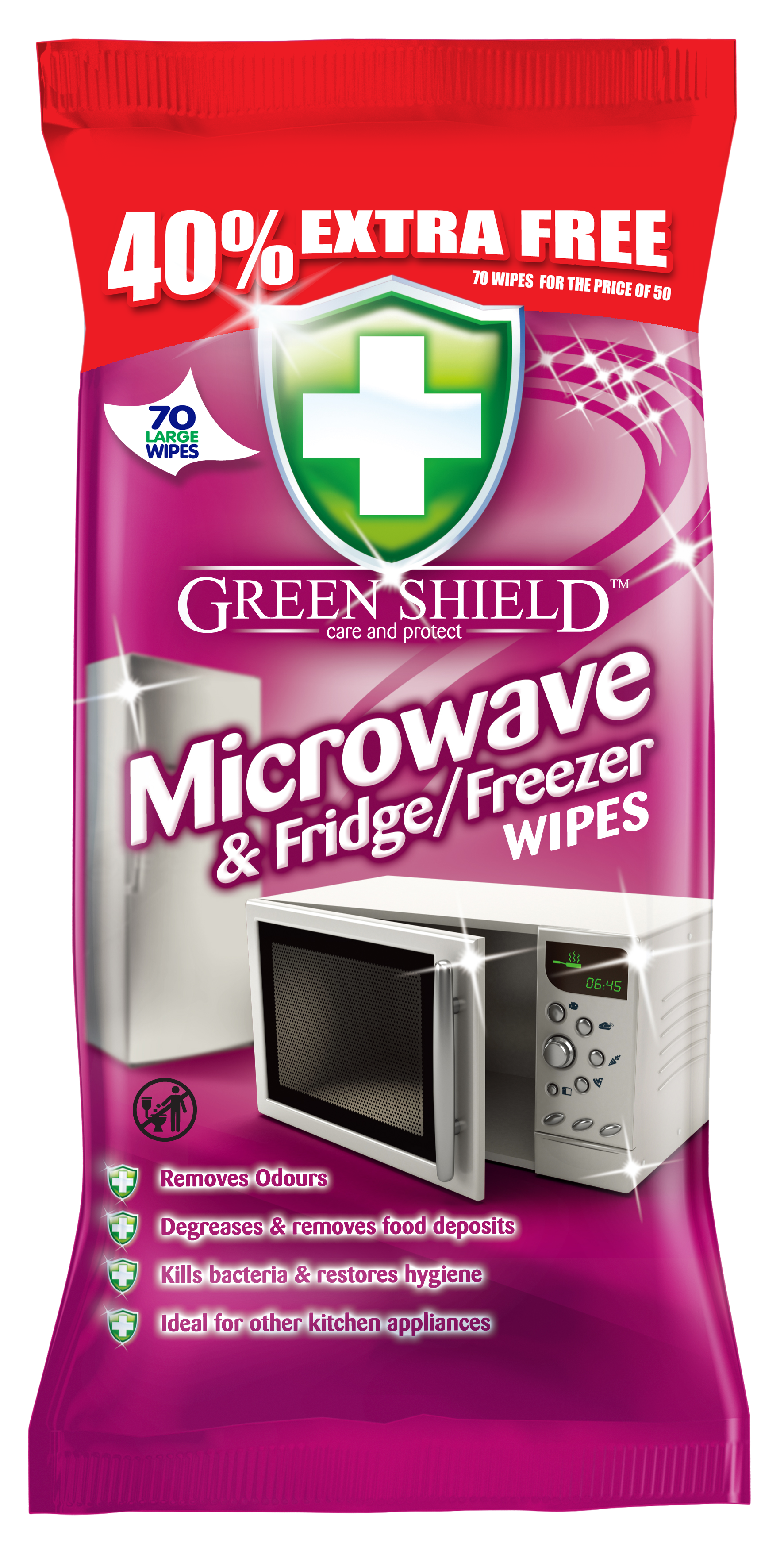 Greenshield Microwave & Fridge Freezer Wipes 70s