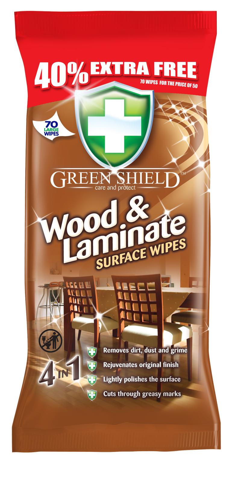 Greenshield Wood & Laminate surface Wipes - Pack of 24