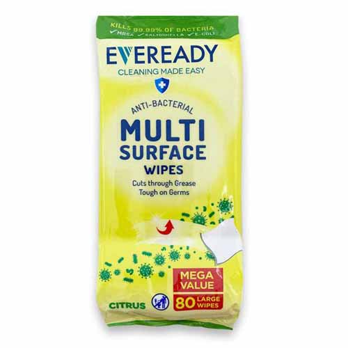EVEREADY ANTI-BACTERIAL MULTI SURFACE WIPES 80'S