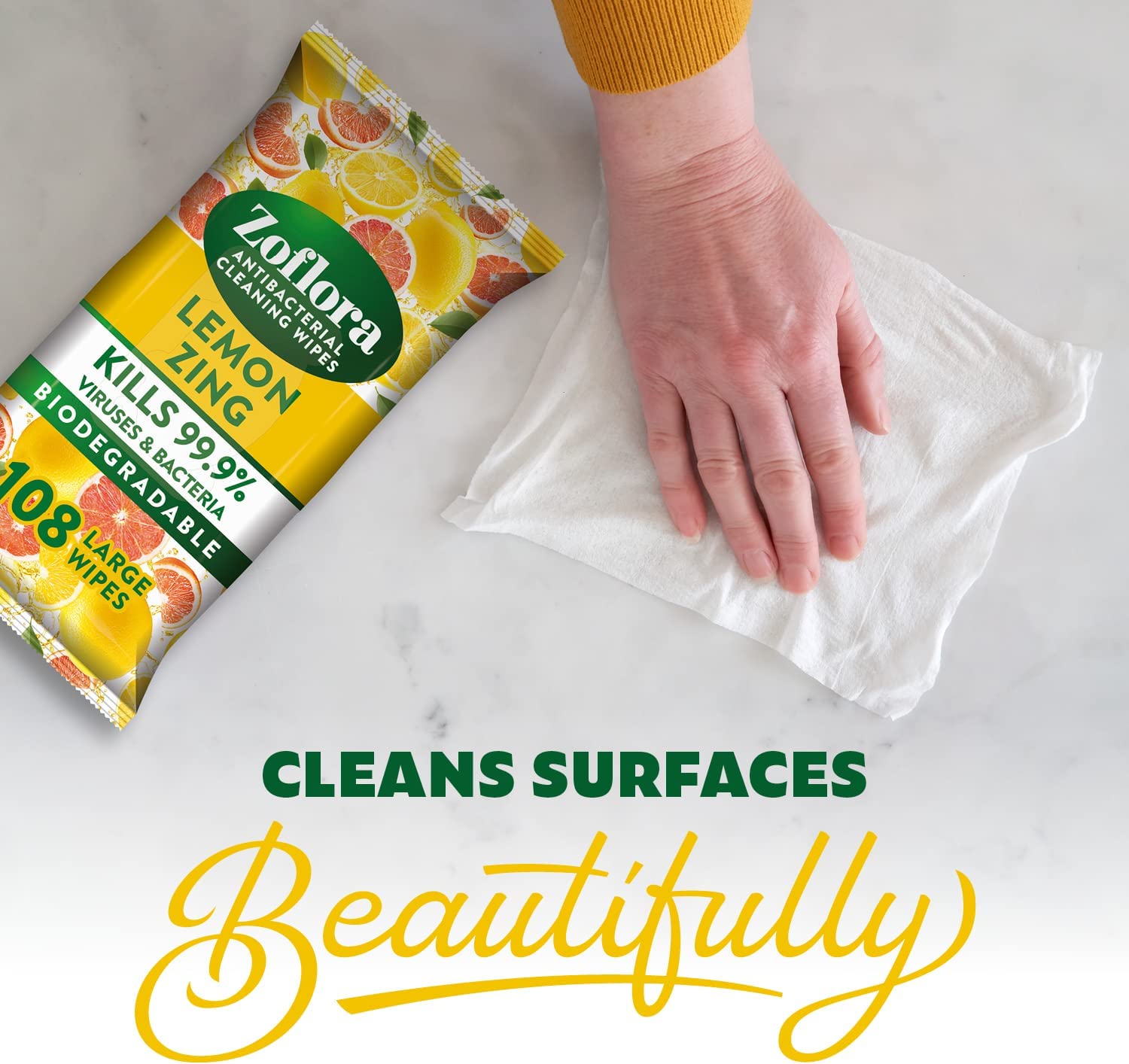 Zoflora Midnight Blooms 108 Large Wipes, Antibacterial Multi-surface Cleaning Wipes Convenient, Quick Cleaning
