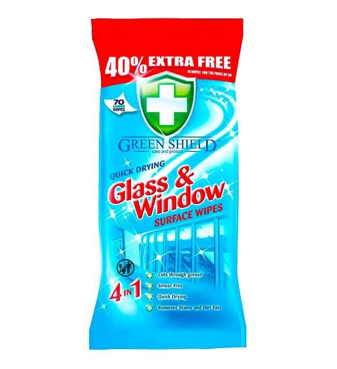 Greenshield Glass & Window Wipes - Pack of 70