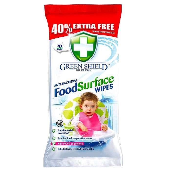 Greenshield Food Surface Wipes - Pack of 70
